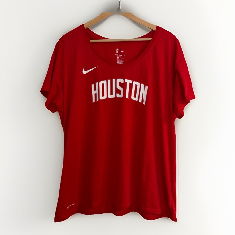 Nike x NBA Collab Houston Women's Scoop Neck Red Dri-Fit T-Shirt Size XXL